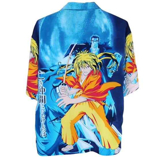 Vintage Button Up Shirt Men's XL Rurouni Kenshin Samurai X To My Fallen Comrades - Picture 2 of 7